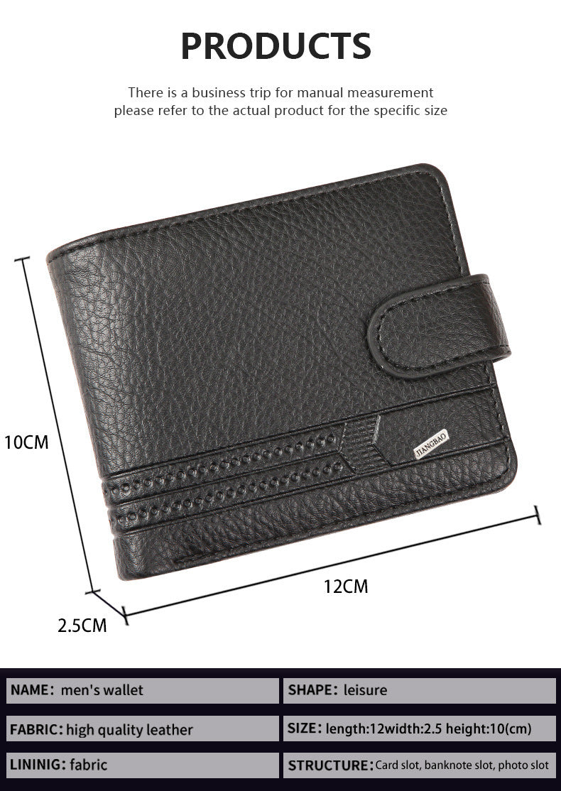Cross-Border Dropshipping Manufacturer Wholesale Men's Wallet Pu Leather Short Zipper Buckle Wallet New Style Wallet Coin Purse