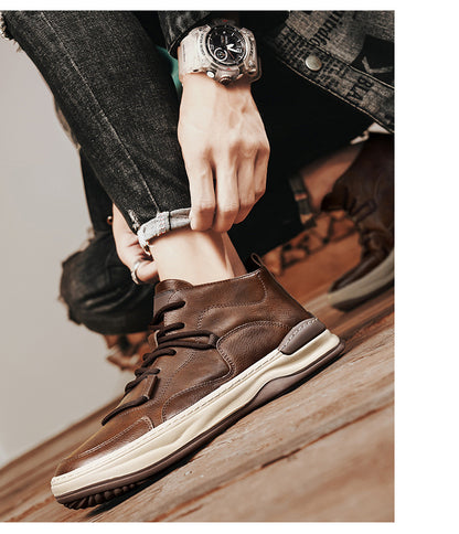 Men's Shoes Autumn New High-top Casual Shoes All-match Fashion Sports Trendy Shoes for Teenagers and Students Waterproof Non-slip Sneakers