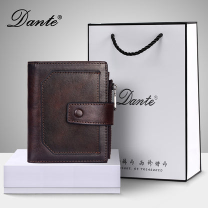 Men's wallet wholesale leather zipper short retro wallet RFID anti-theft foreign trade leather wallet manufacturers processing