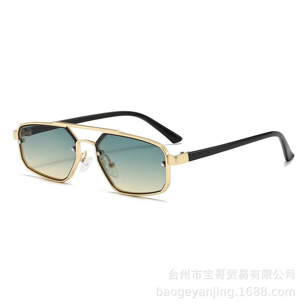 Metal Sunglasses New Trendy Cat-Eye Sunglasses for Men and Women Double Bridge Glasses in Stock Wholesale Polarized Sunglasses
