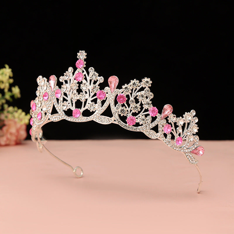 Super Fairy New Princess Sweet Bridal Crown Red Tiara Crystal Toast Clothing Hair Accessories 18Th Birthday Gift