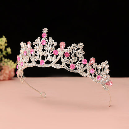 Super Fairy New Princess Sweet Bridal Crown Red Tiara Crystal Toast Clothing Hair Accessories 18Th Birthday Gift