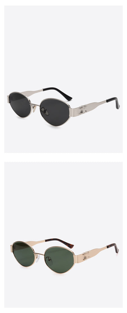Y2K40235 Old Money Style Sunglasses Female Internet Celebrity Street Style Glasses Retro Oval High-End Cat-Eye Sunglasses