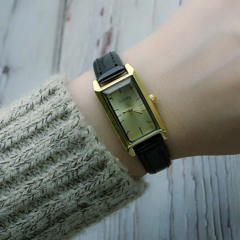 Small Rectangular Thin Strap Simple Women's Leather Strap Watch Trendy Leather Strap Watch Women's Quartz Watch 270