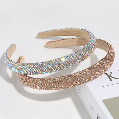 Cross-border Hot Selling Fashion Luxury Simple Atmosphere Full Diamond Headband Going Out All-match Elegant Elegant Hair Headband Hair Accessories