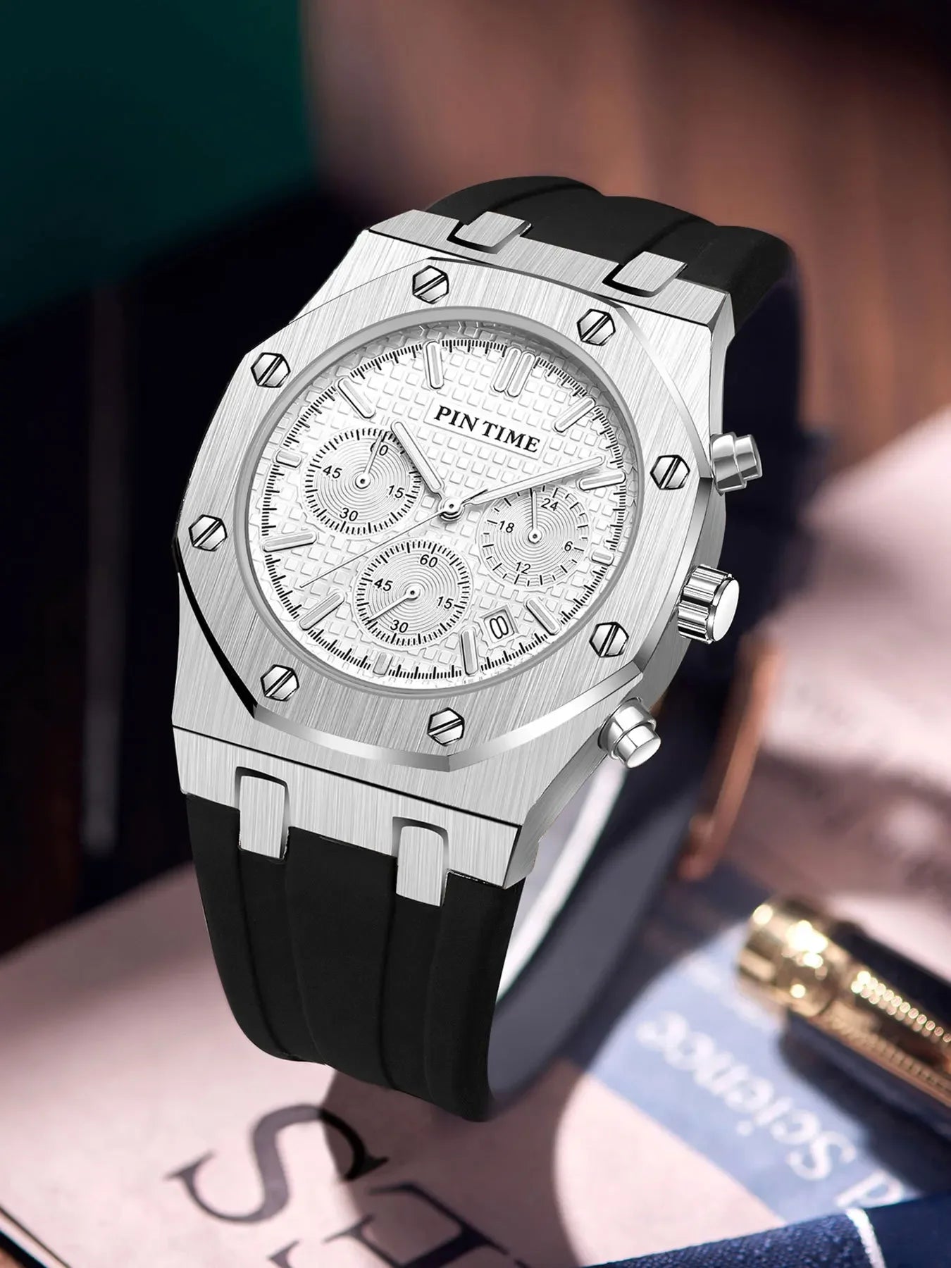 Foreign Trade Products: Men's Watch with Three Dials, Multi-Functional, Sports, Waterproof, Men's Fashion Casual Watch, Cross-Border Hot-Selling Item