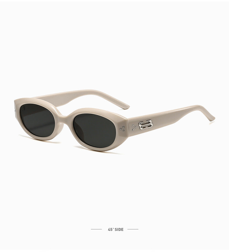 Retro Black Frame Rice Nail Irregular gm Cat's Eye Sunglasses Men's 2025 New Fashionable Street Photoshoot Sunglasses Women's High-end Sense