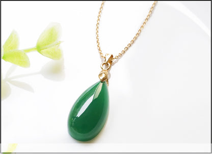 Jadeite Green Chalcedony Pendant Agate Water Drop Necklace Jade Jewelry Factory Wholesale Dropshipping S2053030