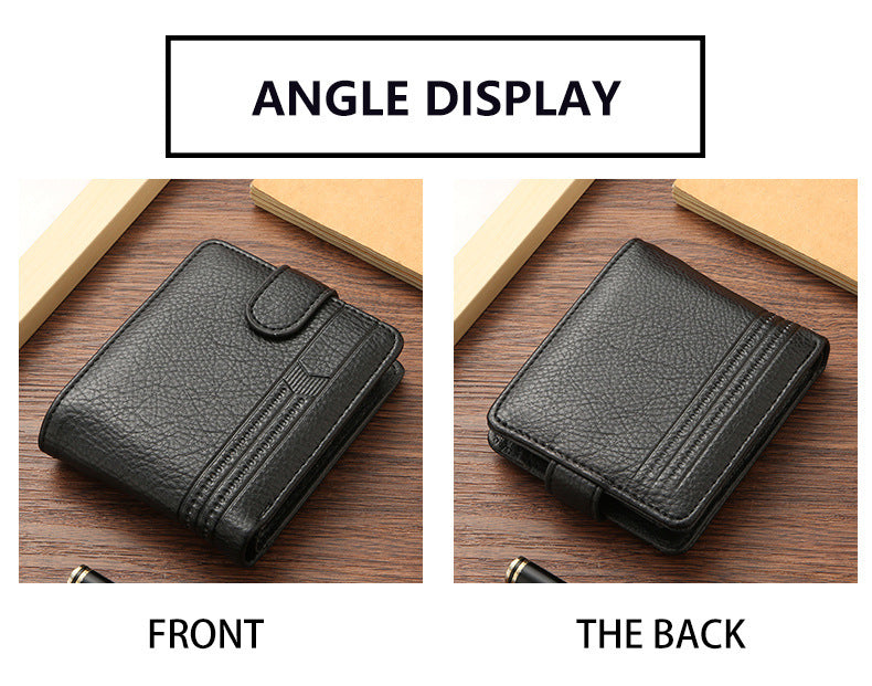Cross-Border Dropshipping Manufacturer Wholesale Men's Wallet Pu Leather Short Zipper Buckle Wallet New Style Wallet Coin Purse