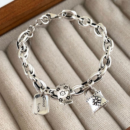 Niche Design Love Square Brand Sterling Silver Bracelet 2025 New Summer Girl Cold Wind Couple Girlfriend Gift