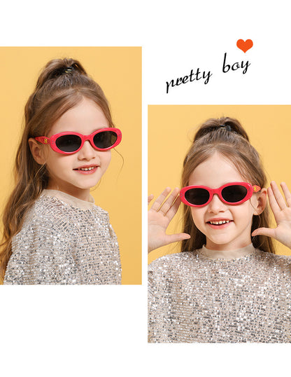 2024 new fashion rice nail polarized children's sunglasses silicone oval small frame sunscreen baby sunglasses 7-130