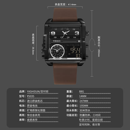 Multifunctional Sports Watch Men's Large Dial Digital Dual Display Electronic Watch Waterproof Belt Men's Watch Cross-border Foreign Trade Watch