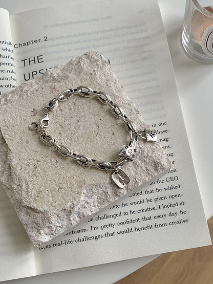 Six-pointed Star Old 925 Sterling Silver Bracelet Women's Autumn and Winter 2025 New Ins Niche Design Cold Style Couple Bracelet