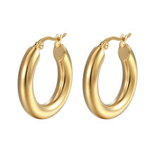 ins European and American Widened Arc Stainless Steel Earrings Advanced Sense Titanium Steel Earrings 18K Gold Light Luxury Women's Earrings