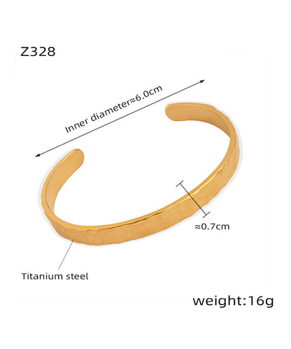 New simple personality niche design titanium steel gold-plated irregular bump hammer face opening bracelet women's jewelry wholesale