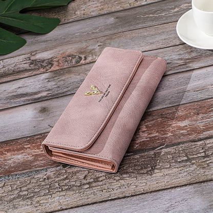 Long Women's Wallet Frosted Cover Wallet Soft Leather Wallet Fashion Retro Large Capacity Hand Bag