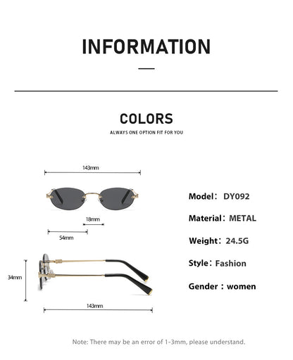 2026 New Oval Rimless Sunglasses European and American Retro Sunglasses Trendy Concave Shape Fashion Street Style Sunglasses