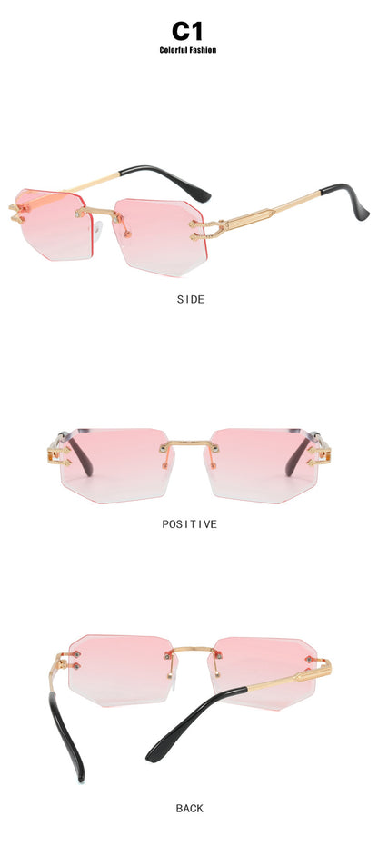 Irregular Frameless Edge-Cut Sunglasses 2024 New Style Personalized Fashion Sunglasses Street Style Trendy Sunglasses for Women