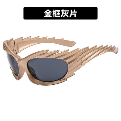 Barbed Hedgehog Sunglasses Y2K European and American Personalized Wings Cycling Sunglasses Concave Shape Ins Trendy Sunglasses for Women