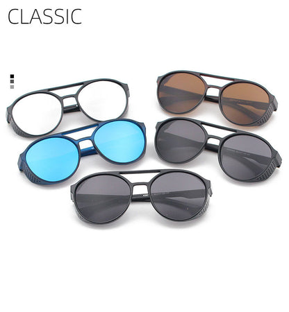 European and American Fashion Trend New Double-Beam Sunglasses Steampunk Sunglasses Round Retro Sunglasses 97040
