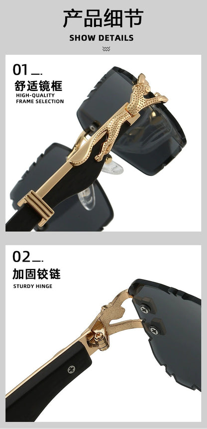 New Women's Frameless Sunglasses Distinctive Square Sunglasses Men's High Sense Fashion Cross-Border Cut-Edge Sunglasses