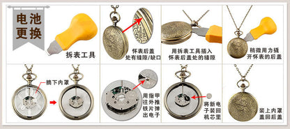 Alice in Wonderland retro pocket watch Alice and rabbit anime pocket watch female cartoon flip Hollow