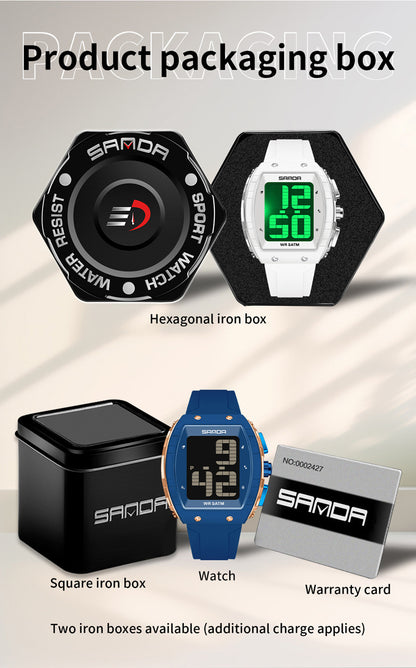 Sanda Elderly Voice Time Watch Large Digital Screen Luminous Multi-Function Watch Waterproof Calendar Digital Watch