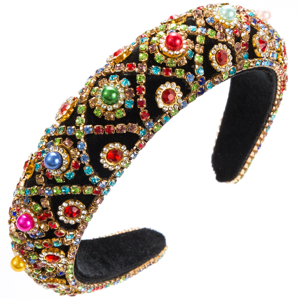 Heming Hair Hoop Fashion Flannel Baroque Heavy Industry Full Drill Hoop Retro Court Style Elegant Dinner Hair Accessories