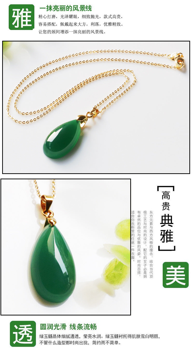 Jadeite Green Chalcedony Pendant Agate Water Drop Necklace Jade Jewelry Factory Wholesale Dropshipping S2053030