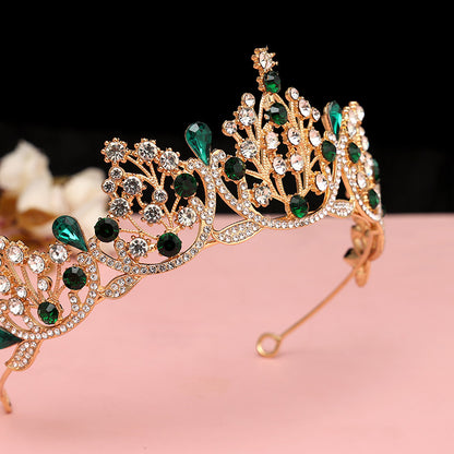 Super Fairy New Princess Sweet Bridal Crown Red Tiara Crystal Toast Clothing Hair Accessories 18Th Birthday Gift