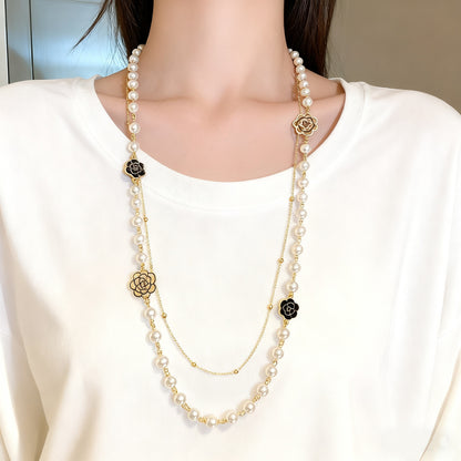 Light Luxury and High-End Multi-Layered Pearl Sweater Chain, Feminine, Simple, Long Autumn and Winter Necklace, Alloy Accessories, Jewelry