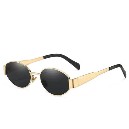 Cross-border New Arc de Triomphe Oval Metal Small Frame Sunglasses Women's High-end Fashion Street Photograph Sunglasses Sunglasses