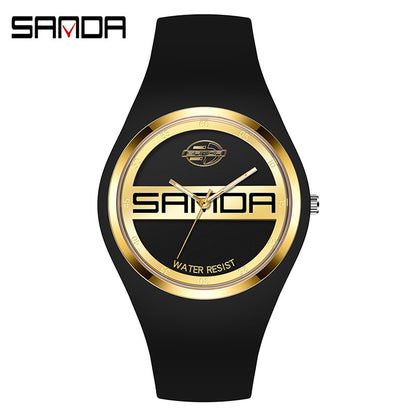 SANDA Outdoor Sports Watch Simple Waterproof Men's and Women's Fashion Quartz Watch Silicone Tape Casual Student Quartz Watch