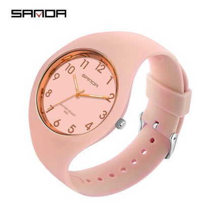 SANDA Outdoor Sports Watch Simple Waterproof Men's and Women's Fashion Quartz Watch Silicone Tape Casual Student Quartz Watch