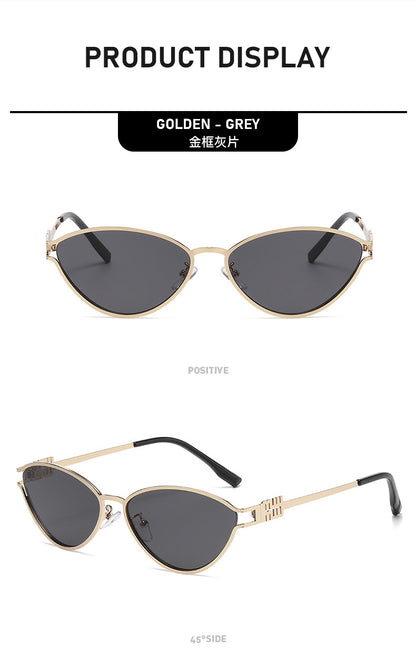 Fashionable Metal Cat-Eye Sunglasses European and American Trendy Women's Sunglasses Light Luxury High-End Anti-Uv Sunglasses for Men
