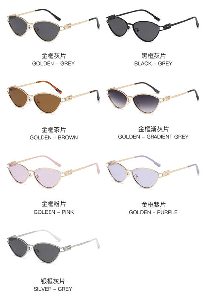 Fashionable Metal Cat-Eye Sunglasses European and American Trendy Women's Sunglasses Light Luxury High-End Anti-Uv Sunglasses for Men