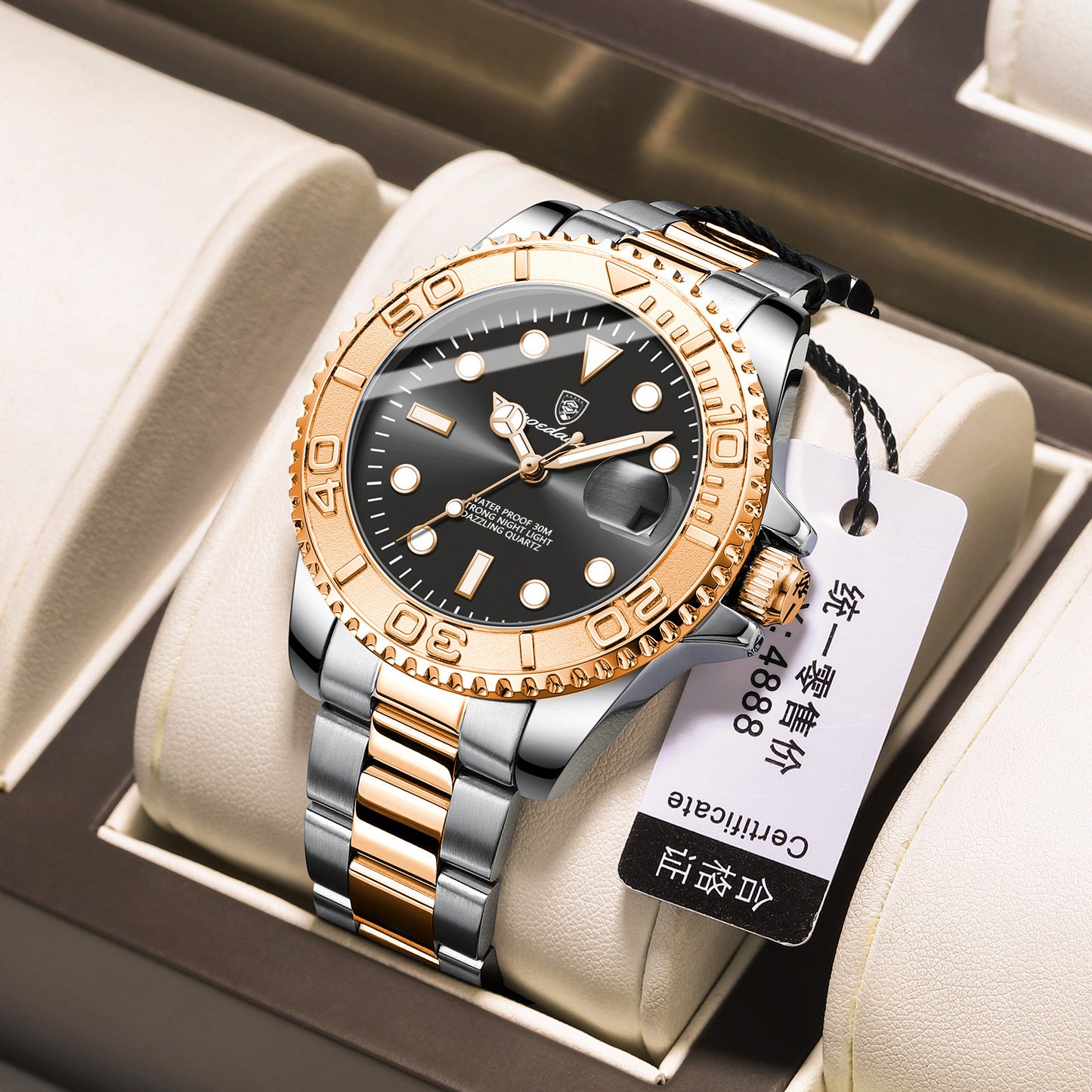 Swiss brand new waterproof luminous men's watch fashion quartz watch live foreign trade explosions a generation of hair