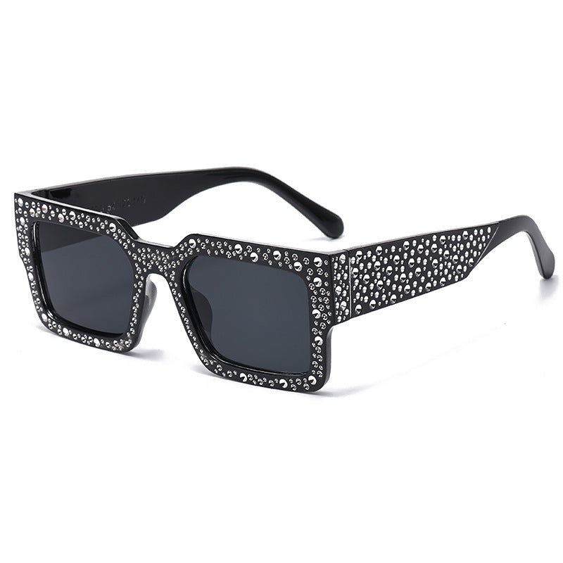 Diamond-Encrusted Starry Sky Square Sunglasses, Personalized Sunglasses, Fashionable Internet Celebrity Street Photography, Catwalk Versatile Sunglasses