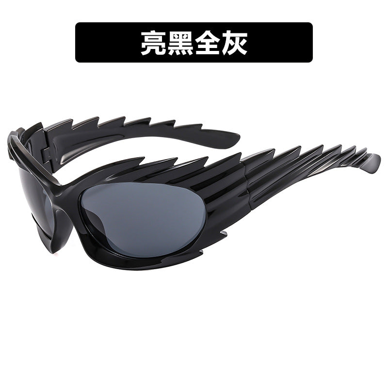 Barbed Hedgehog Sunglasses Y2K European and American Personalized Wings Cycling Sunglasses Concave Shape Ins Trendy Sunglasses for Women