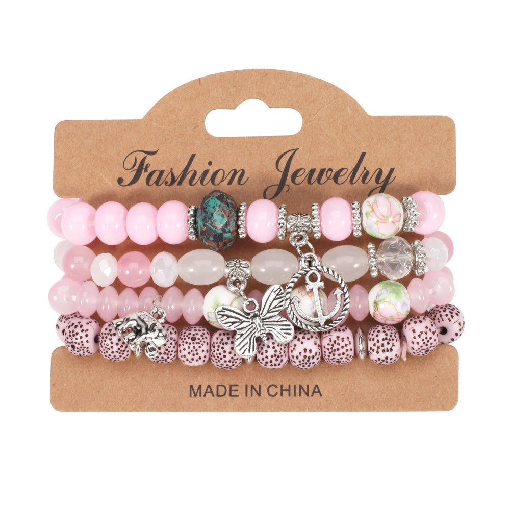 2022 Bohemian Butterfly Ship Anchor Elephant Pendant Multi-layer Bracelet Wholesale Bracelet Factory New Style Bracelet
