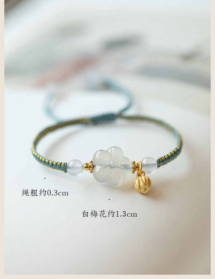 New Chinese Style Design Sense Plum Blossom Woven Bracelet for Women Chinese Style Adjustable Woven Hand Rope Gifts Hand Woven Rope