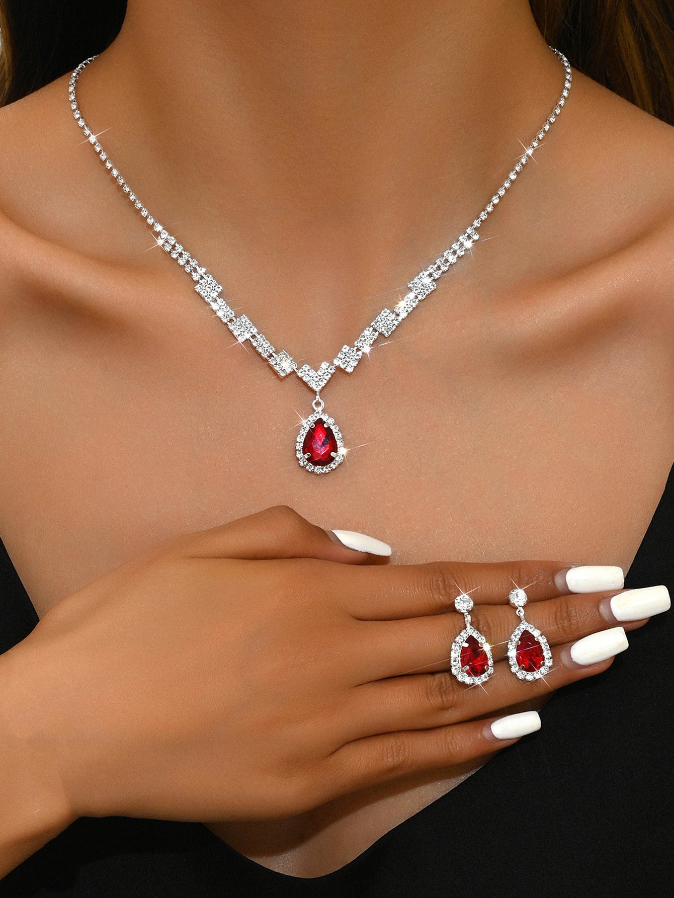 Factory Direct Approval Fashion Wedding Wedding Photography Accessories Earrings Necklace Bracelet Set Combination Multiple Choice