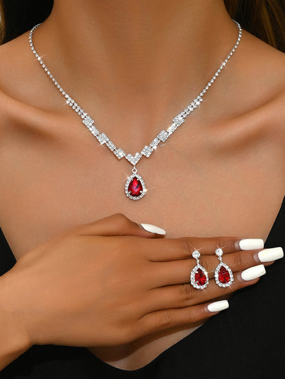 Factory Direct Approval Fashion Wedding Wedding Photography Accessories Earrings Necklace Bracelet Set Combination Multiple Choice