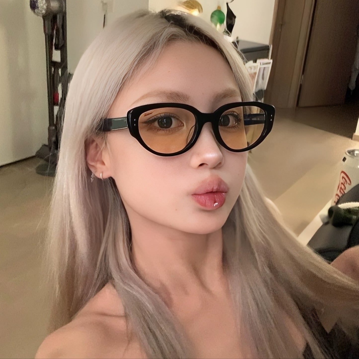 Wang Jiaer Same Style Sunglasses Women's High-end Korean Style Retro Sunglasses Men's Anti-ultraviolet Glasses 2024 New