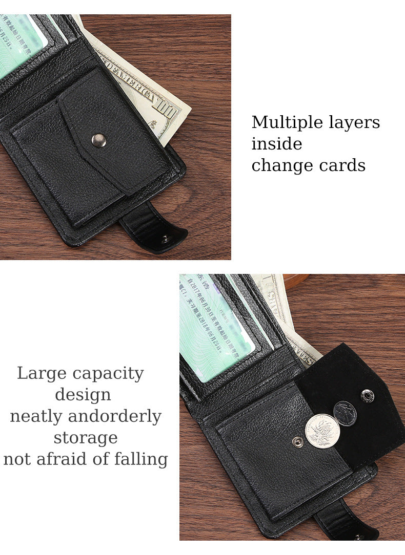Cross-border Dropshipping Business Fashion Hasp 80% Off Short Wallet Male Multi-card Driver's License Multifunctional Men's Wallet
