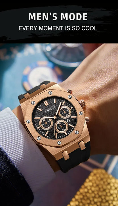Foreign Trade Products: Men's Watch with Three Dials, Multi-Functional, Sports, Waterproof, Men's Fashion Casual Watch, Cross-Border Hot-Selling Item