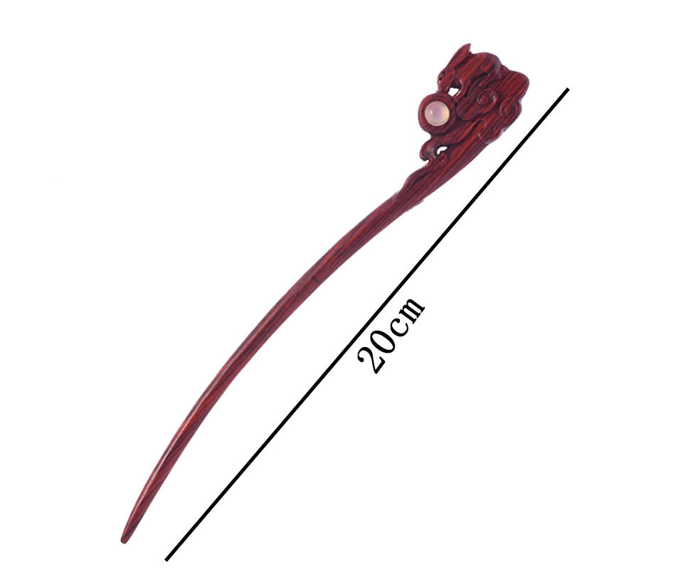 Vintage Red Sandalwood Hairpin Antique High-end Hairpin New Chinese Style Simple Daily All-match Wooden Hairpin Hairpin