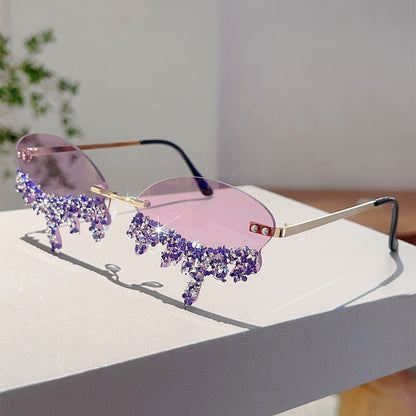 Cross-border New European and American Borderless Diamond-encrusted Angel Tears Sunglasses Spice Girls Street Shooting Cool Personality Funny Sunglasses