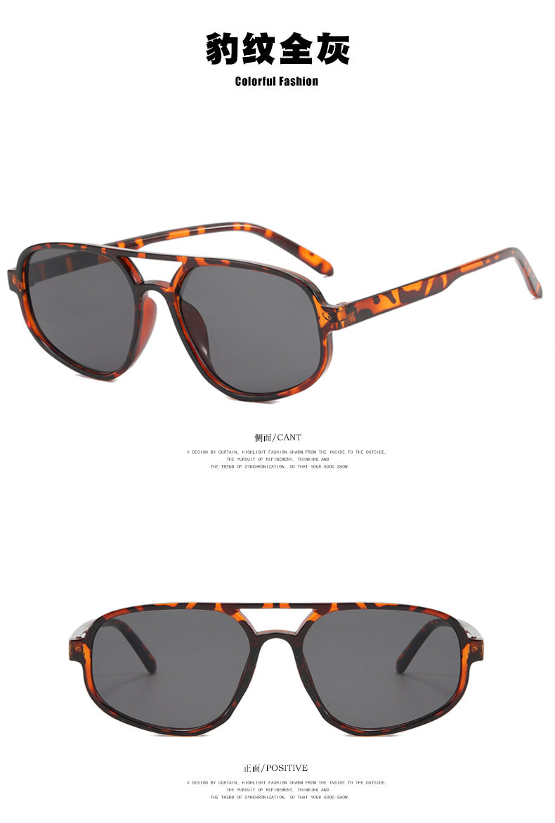 Trendy Oval Double-Bridge Sunglasses 2022 New Fashion Simple Retro Internet Celebrity Sunglasses for Women