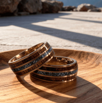 European and American Cross-Border Best-Selling Stainless Steel Rings, Meteorite Inlaid Gold Foil Men's Light Luxury Fashion Personalized Rings Wholesale